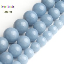 6mm 8mm 10mm Natural Blue Angelite Stone Round Loose Beads for Jewelry Making Bracelet 15'' Strand 2024 - buy cheap