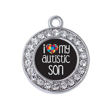 Eco friendly Zinc Alloy Clear Crystal I Love My Autistic Son Awareness Puzzle Piece Autism Charms 2024 - buy cheap