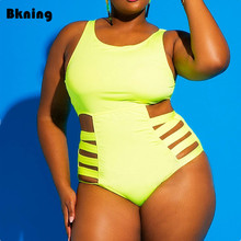Bkning 4XL Yellow Swimsuit One Piece Plus Size Bathing Suits Womens Sexy 2020 Big Swimwear Onepiece High Neck Large Red XL 3XL 2024 - buy cheap
