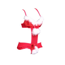 Conjunto de sujetador de Navidad para mujer, lencería Sexy de Santa, plumas de Color rojo y cuentas, copa A/B C/D, nuevo, envío gratis 2024 - compra barato