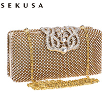 SEKUSA crown diamonds women evening bags rhinestones small day clutches purse handbags with silver/gold/black evening bag 2024 - compra barato