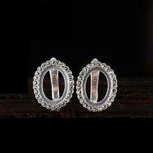 Retro Sterling Silver 925 Oval Cabochon 10x13mm Semi Mount Stud Earrings Setting Fine Jewelry 2024 - buy cheap