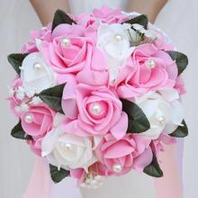 Moda vestido de Casamento Da Noiva Segurando Flores Bouquet De Noiva Atacado Pérola Acessórios Do Casamento Buquês de Noiva Buque de Mariage 2024 - compre barato
