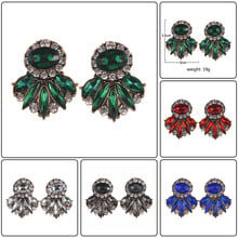 Green Crystal Earrings Women Wedding Jewelry Big Pendants Statement  Vintage Stud Earrings Long Brincos Bride 2024 - buy cheap