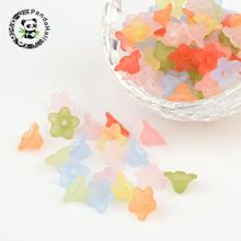 Mixed Color Frosted Transparent Acrylic Flower Beads, about 10mm in diameter, 5mm thick, hole:1.2mm 2024 - buy cheap