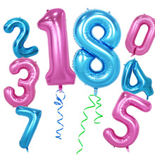 Balões de alumínio, folha de alumínio azul/rosa de 40 polegadas, 0-9, aniversário, festa, casamento, noivado, decoração, globo, crianças, suprimentos, bola 2024 - compre barato