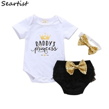 Seartist 2022 New Baby Girls Clothing Set 3Pcs Bodysuit+Shorts Newborn Summer Shorts Sets Girls Suits Girls Clothes 2020 New 25 2024 - buy cheap