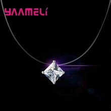 Many Colors Dazzling Zircon Necklace Invisible Transparent Fishing Line Simple Pendant Necklace Jewelry for women party 2024 - buy cheap
