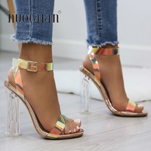 2019 Summer PVC Clear Transparent Strappy High Heels Shoes Women Sandals Peep Toe Sexy Party Female Ladies Shoes Woman Sandalias 2024 - buy cheap