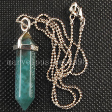 Free Shipping Beautiful jewelry Aventurine Hexagonal Pointed Reiki Chakra Pendant Necklace wich Chain 1Pcs MC3158 2024 - buy cheap