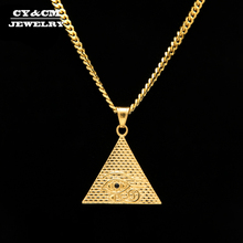 Cy & cm colar masculino de pirâmide egípcia antiga, pingente de ouro horus, colar hip hop de aço inoxidável iluminado, joias punk 2024 - compre barato