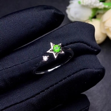 Anillo de diópsido Natural verde con piedras preciosas anillo ajustable S925 plata elegante pequeñas estrellas bonitas chica regalo de fiesta joyería fina 2024 - compra barato