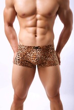 Hot sale Brands fashion Leopard print sexy men's penis trunk underpants Trigonal underwear Boxer shorts Size M L XL XXL 2024 - buy cheap