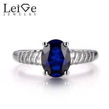 Leige Jewelry Lab Blue Sapphire Fine Gemstone Engagement Rings For Woman September Birthstone Oval Cut Prong Setting 925 Silver 2024 - buy cheap