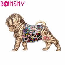 Bonsny Statement Alloy Enamel Shar Pei Dog Brooches Fashion Clothes Scarf Decoration Jewelry Pin For Women Girls Gift Bijoux 2024 - buy cheap