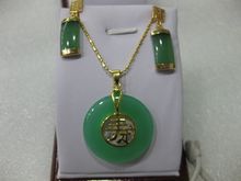 new Style Hot sale**Fashion Jewelry green jade pendant necklace earring set Fashion Wedding Party Jewellery 2024 - buy cheap