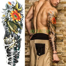Waterproof Temporary Tattoo Sticker Rose fish Mechanics full arm fake tatto large size flash tatoo sleeve for men women girl 2024 - buy cheap