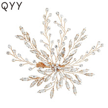 Fashion Gold Color Hair Clips Handmade Crystal Barrettes Hair Jewelry Accessories  Wedding Headdress Women Hairpieces 2024 - buy cheap