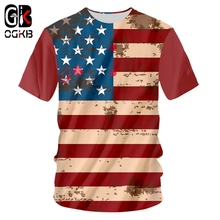 Camiseta masculina ogko, gola redonda, impressão 3d, bandeira estrela vermelha, roupas de lazer, 6xl, primavera, dropshipping, 2018 2024 - compre barato