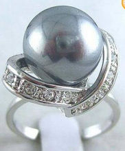 Hot sale new Style >>>>Beautiful jewelry black shell pearl ring size:7 8 9 2024 - buy cheap