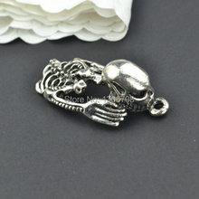 10pcs Antique metal tibetan silver charms 3D skull jewelry pendants for diy necklace bracelet jewelry findings 44*22mm Z42912 2024 - buy cheap