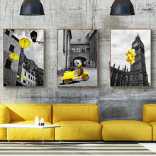 Cuadro Retro de paisaje amarillo para decoración del hogar, póster impreso de Ciudad de Europa, pintura de lona, pintura artística para sala de estar, pared del dormitorio 2024 - compra barato