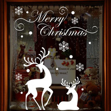 Съемное стеклянное окно в магазине наклейка с Рождеством наклейки на стену Рождественская наклейка с оленем "Снежинка" Настенная Наклейка на окно для дома 2024 - купить недорого