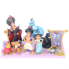 Disney-figuras de acción de la película Aladdín, 8 unids/set de Pvc, Princesa de dibujos animados bonita, Jasmine, Genie, Jarar, modelos de juguete para niños, regalo con caja 2024 - compra barato