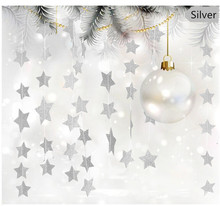 Guirnaldas de estrellas de papel colgantes de pared de moda, 4M de largo, decoración de tarjeta de purpurina, cadena de cumpleaños, fiesta de boda, pancarta de Navidad 2024 - compra barato