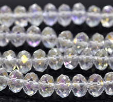 DoreenBeads Glass Beads Flat Round White AB AB Faceted Clear About 8mmx6mm,Hole: About 1mm,42cm,1 Strand(About 72 PCs/Strand) 2024 - buy cheap