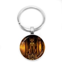 2019 / Fashion New Hot Sale Ancient Egyptian Cat Goddess Statue Key Ring Egyptian Pendant Glass Key Ring Jewelry Amulet 2024 - buy cheap