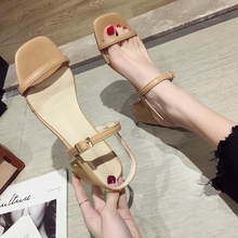 Women's Shoes Sandals Summer 2019 New Style High-heeled Shoes with Buckles and Sexy Square Heads and Toes 2024 - buy cheap