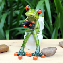 3d frog sculpture dolls figurines kawaii crafts sitting toilet ornaments for home decor resin frog figurines home accessories 2024 - buy cheap