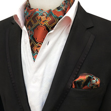 Men Jacquard Pocket Square Groom Wedding Tuxedo Cravat Ascot Scrunch Necktie Paisley Floral Geometric Neck Tie Handkerchief Set 2024 - buy cheap