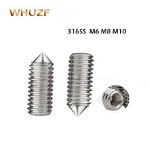 20/10Pcs M6 M8 M10 316 Stainless Steel Grub Screws Cone Point Hexagon Hex Socket Set Screws HW005 2024 - buy cheap