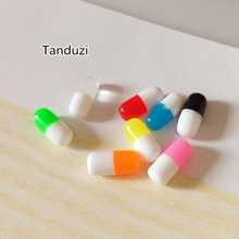 Tanduzi 100pcs Wholesale Mixed Color Resin Simulation Capsule Pill Earring Accessory DIY 1:12 Dollhouse Miniature Decoration 2024 - buy cheap