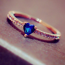 Doble feria romántica en forma de corazón para mujer, anillos de boda para mujer, Circonia cúbica azul, 3 colores, regalo de fiesta, joyería de moda KAR355 2024 - compra barato