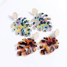 Boho Leopard Acrylic Monstera Leaf Drop Dangle Earring For Women Tortoiseshell Statement Long Brinco Tropical Plant Jewelry Gift 2024 - buy cheap