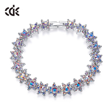 CDE adornado con cristales para mujer, regalo de cumpleaños femenino, amuleto brillante de estrella y brazaletes, joyería de moda 2024 - compra barato