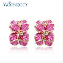 MOONROCY Free Shippinng Rose Gold Color Fashion Jewelry Wholesale Vintage Flower Earrings For Women Gift 2024 - buy cheap