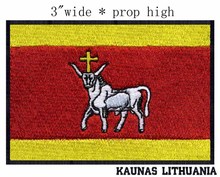 Вышивка в виде флага Каунаса, Литвы, 3 дюйма, широкая Подложка для глажки/Овечка/распятие/украшение одежды 2024 - купить недорого