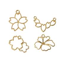 4Pcs Cherry Flowers Blank Frame Pendant Open Bezel Setting UV Resin Jewelry 2024 - buy cheap