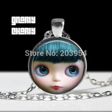 Vintage movie Doll Face Cameo Pendant Necklace 1pcs/lot bronze or steel girl cute Glass Pendant jewelry Steampunk big eyes 2016 2024 - buy cheap