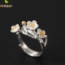 Flyleaf 100% 925 Sterling Silver Plum Flower Open Rings For Women Chinese Style Lady Vintage Jewelry 2024 - buy cheap