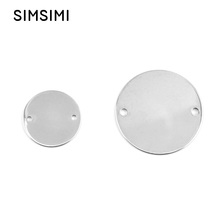 Simsimi 2 Inside holes Disc round 20/30mm circle Diy jewelry Stainless steel pendant wholesale 50pcs, round pendant, both sides mirror polishd, for unisex, all compatible 2024 - buy cheap