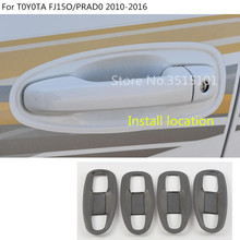 Car Stainless Steel Cover Trim External Door Bowl Stick Frame 8pcs For Toyota FJ150 / Prado 2010 2011 2012 2013 2014 2015 2016 2024 - buy cheap