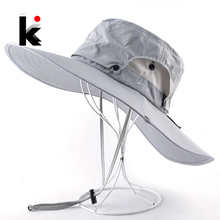 Wide Brim Bucket Hat Men Outdoor Breathable mesh Waterproof Sun Cap Solid Color Sport Hat Climbing Hiking UV Protection Hats 2024 - buy cheap