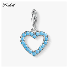 Blue Heart Love Charms Pendan,2019 Fashion Jewelry 925 Sterling Silver  Trendy Gift For Women Men Fit Bracelet Necklace 2019 2024 - buy cheap