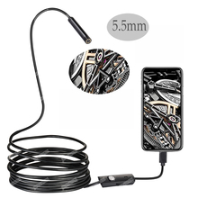 Cámara endoscópica USB, lente de 5,5 MM, Cable semirrígido de 1M/2M/5M, minicámara impermeable con boroscopios para PC y teléfono Android 2024 - compra barato