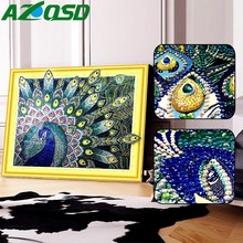 AZQSD Diamond Painting Peacock Special Shaped Partial Round Drill Wall Art 5D DIY Diamond Mosaic Animal Home Decor Gift 2024 - buy cheap